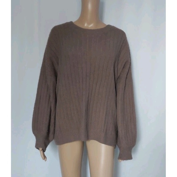 SO Sweaters - Womens Sweater XXL  Brown Ribbed Nylon Acrylic Fuzzy Knit So Brand Crew Neck